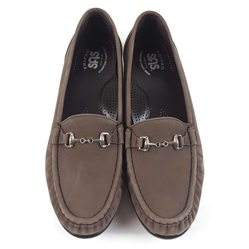 SAS Metro Taupe Nubuck Leather Horsebit Loafers